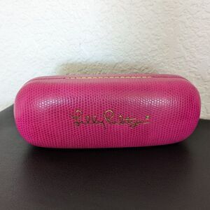 Lilly Pulitzer Hot Pink Clam Shell Sunglass Case - CASE ONLY - Blue Interior